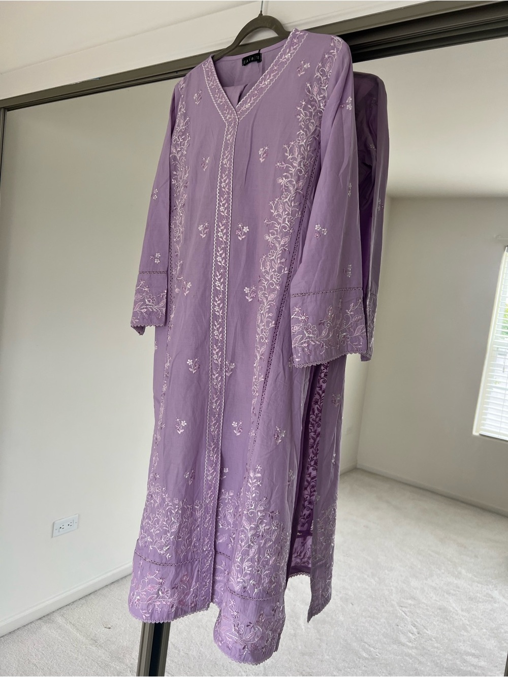 Zaib 3-piece Embroidered Lavender Suit